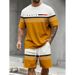 Men's Summer Letter Print Sportswear Set Casual Short Sleeve T-Shirt And Shorts Two-Piece Outfit Breathable Polyester Fabric_viptrois.com