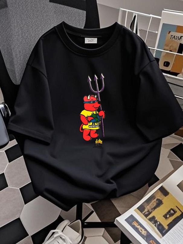 Devil Bear World Industries Retro 80s Skateboard T Shirt Design Comfortable Homme Unisex Stylish Designer Clothes Fashion Graphic Slightly Soft_viptrois.com