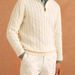 Autumn Winter Half Turtleneck Zipper Men Loose Pullover Cable Knit Sweater Jacket Trendy Versatile Casual Top_viptrois.com