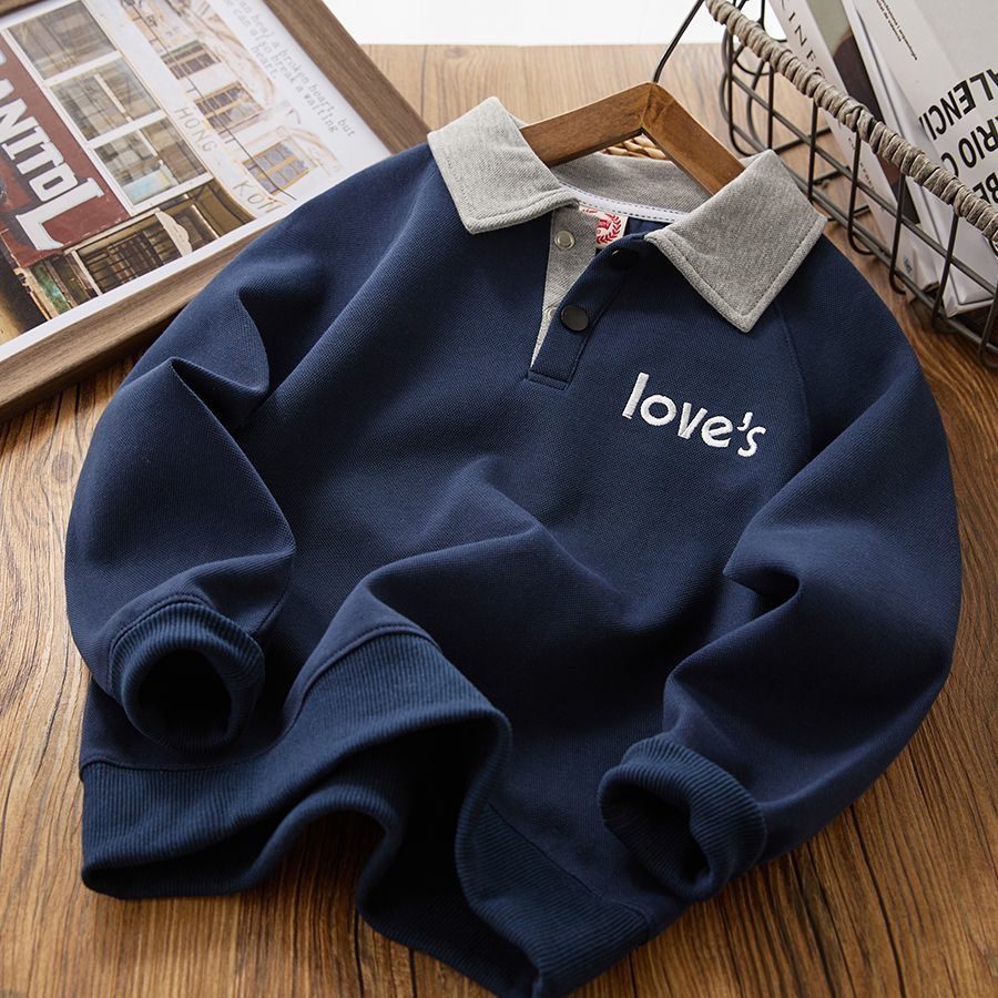 kids'clothing New children's polo shirt fashion letters trend hoodie_viptrois.com