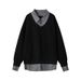 Two-Piece Polo Collar Sweatshirt For Men Spring Cleanf Shirt Patchwork Layered Long Sleeve T-Shirt Miu Style_viptrois.com