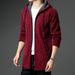 Pure Cross-Border Foreign Trade Mid-Length Trench Coat Knitted Men Autumn Winter Fleece Lined Thickened Cardigan Hooded_viptrois.com
