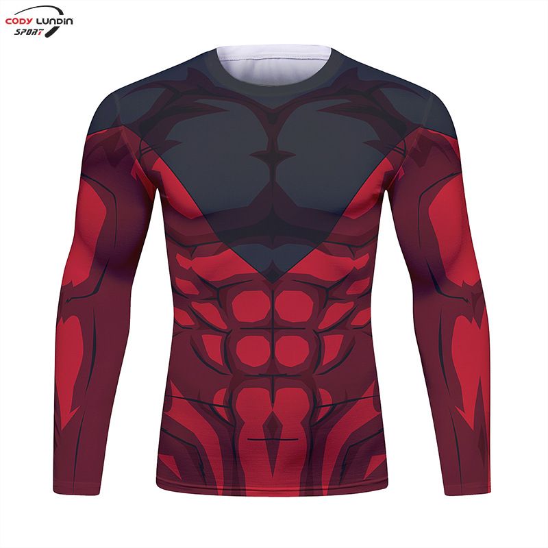 Men's Clothing Digital Printing T Shirt Cycling Quick Drying Sports Breathable Long Sleeved Compression Tights T Shirt_viptrois.com