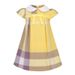 Mother & Kids Summer New Lapel Doll Style Bow Short Sleeved Dress Girl Plaid Skirt_viptrois.com