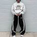 American Retro Leaf Printing Side Striped Sweatpants Men And Women European And American Trendy Brand Loose Street Casual Sweatpants Trousers_viptrois.com
