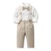 kid's clothing Boys' dress long sleeve bow cotton shirt children's suit suspenders multi-piece set_viptrois.com