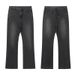 Men's Clothing Washed Distressed Grey Straight Leg Casual Versatile Fashion Simple Flared Jeans_viptrois.com