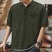 2024 Summer New Turn-down Collar Button T-shirt Men's European Style Washed Short Sleeve Loose Casual Top Men_viptrois.com