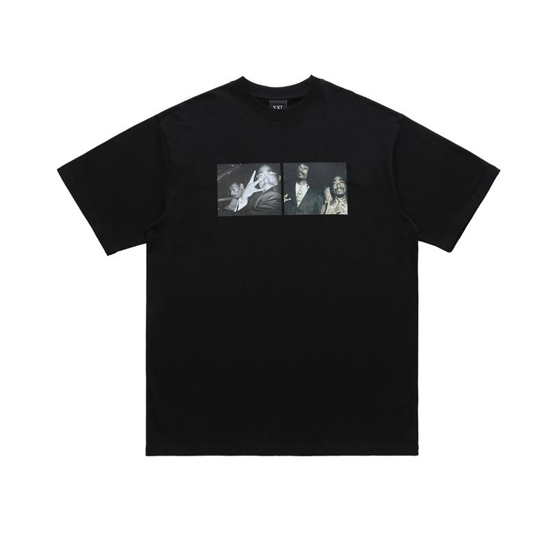 Trend Brand Base Shirt Portrait Print Hip-Hop American Style Short Sleeve Street Loose T-Shirt For Men_viptrois.com