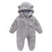 Soft Fleece Hooded Baby Jumpsuit With Mittens - Unisex Cartoon Style Infant Romper For Newborns - Cozy Zipper Closure, Long Sleeve, Neutral Colors_viptrois.com