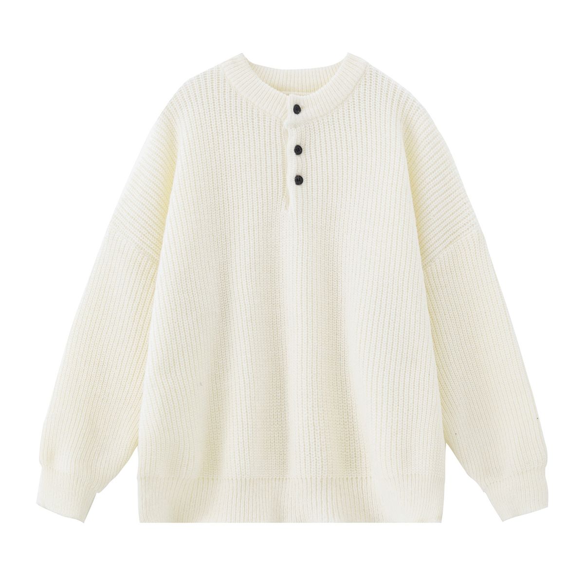Monochrome Man- Vintage Old Money Half Open Henry Collar Autumn Winter Thickened Warm Textured Knitted Pullover Sweater Jacket_viptrois.com