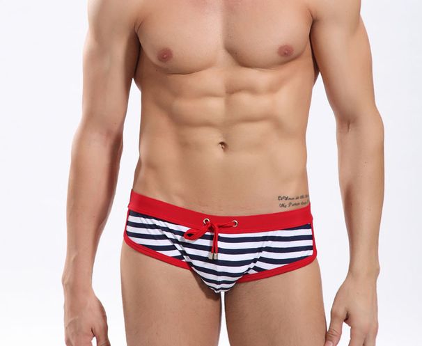 Pulse Foreign Trade American Striped Print Men's Drawstring Triangle Boxer Shorts Beach Spa Swimming Trunks Factory_viptrois.com