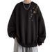 Printed Hoodie Men's Autumn Round Neck Loose Trendy Top Versatile Casual Jacket_viptrois.com