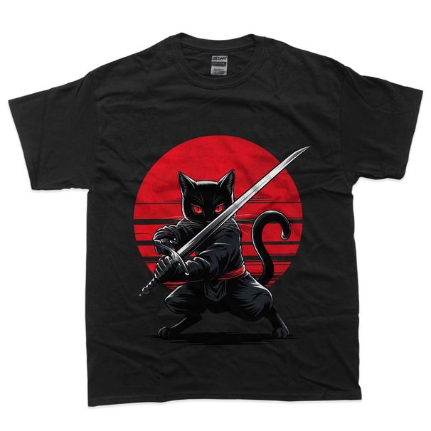 Samurai Cat Warrior Japanese Cat Ninja Cat Anime Samurai Cat T-Shirt Mens Womens Tees Top_viptrois.com