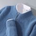 Pure Autumn Winter New Thickened Loose Men's Half Turtleneck Zipper Cardigan Casual Wool Knitted Sweater Jacket_viptrois.com