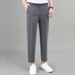 Men's Slim Fit Cropped Trousers Casual Black Business Style Trendy Mature Suit Bottoms_viptrois.com