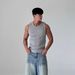 White Ribbed Stretch Slim Fit Vest Style Men's Summer Sleeveless T-Shirt Casual Sports Top_viptrois.com