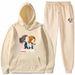 2025 Comfort Grey Print Men's And Women's Hooded Sweater Set Fleece Hoodie Autumn And Winter Sportswear Yellow_viptrois.com