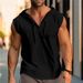 2025 New Men's Sleeveless Fitness Sports Drawstring Solid Color Hooded Vest Top_viptrois.com