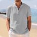 Men's Clothing Summer New Retro Loose Texture Woven Polo Shirt Retro Lapel T Shirt Breathable Short Sleeved Shirt_viptrois.com
