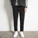 Men's Korean Style Woolen Trousers Autumn Winter Straight Leg Thick Cropped Elastic Waist Casual Trendy Bottoms_viptrois.com