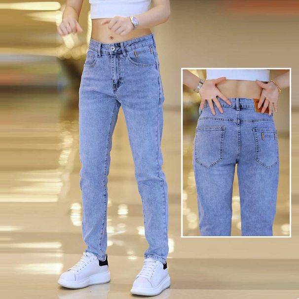 2025 New Light Blue Jeans Slim Fit Versatile Trendy Brand Men's Spring Cropped Pants Cool And Handsome_viptrois.com