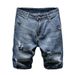 T Multi Pocket Workwear Denim Shorts Trendy Brand Loose Straight Leg Five Quarter Men's Summer Thin Cut Ripped Pants_viptrois.com