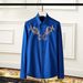 Men's Clothing Royal Pattern Shirt With Rhinestones Celebrity Style Fashion Casual Clothing Premium Embroidered Shirt Long Sleeve For Formal & Casual_viptrois.com