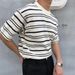 Men's Clothing Summer Boys All Match Loose Personality Striped T Shirt Men's Short Sleeved T Shirt Daily Casual Bottoming Top_viptrois.com