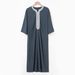 Men's Clothing New Robe Short Sleeve Embroidery Navy Blue Men's Muslim Robe_viptrois.com