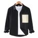 Autumn Men's Clothing Color Blocking Design Pocket Long Sleeved Open Top Shirt Men's Outerwear Top_viptrois.com