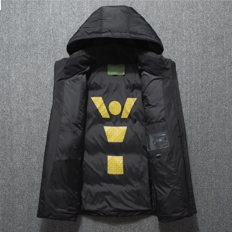 Men's Winter Jacket With Hood, Lightweight Warm Puffer Coat, Water-Resistant Outdoor Windbreaker For Casual & Sports_viptrois.com