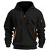 2025 New Cross-Border European American Hooded Sports Casual Jacket With Zipper And Patch Pockets Half-Zip Cardigan_viptrois.com