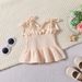 Mother&Kids Summer baby and girl lace lace strap shoulder top solid color straight leg pants hipster two-piece set_viptrois.com