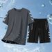 2025 New Running Sports Ice Silk Set Men's Summer Speed Drying Clothes Shorts Short Sleeved Sportswear Five_viptrois.com