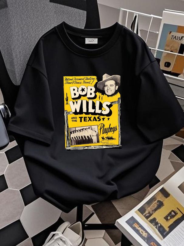 Bob Willis & The Texas Play Retro Playbill Style Shirt Unisex T-shirt Stylish Slightly Graphic Top For Everyday Wear Designer Clothes Versatile_viptrois.com