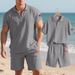Summer Men's Breathable Linen Heavy Embroidery Independence Day Flag Lapel Loose Shirt Short Sleeve Shorts Suit_viptrois.com