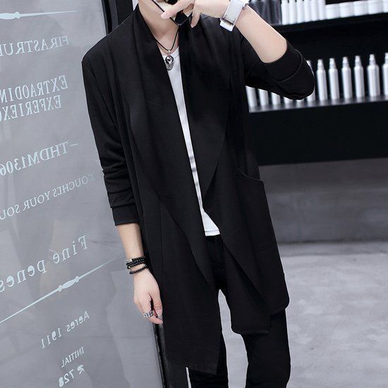 Men's Clothing Youth Windbreaker Men's Spring And Autumn Fashion Men's Mid Length Tops Slim Student Handsome Cape Men's Jacket_viptrois.com