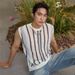 Men's Clothing Cross Border Men's Clothing European And American Summer New Men's Knitted Vest Striped Hollow Knitted T Shirt Thin Waistcoat_viptrois.com