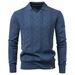 2025 Autumn And Winter New Men's Jacquard Sweater Men's Pullover Sweater Solid Color V Neck Sweater Men_viptrois.com