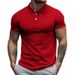 Summer New Men's Slim-fit Button-neck Casual Muscle T-shirt Large-size Men's Polo Shirt_viptrois.com