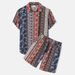 Men's Clothing Trendy Hot Selling Short Sleeved Shirt Suit Retro 3D Printed Flower Shirt_viptrois.com