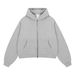 Men's Clothing Boxy Fleece-Lined Zip Hoodie – Unisex Oversized Cropped Jacket, Double-Zip Design, 370g Cotton Blend, Retro Streetwear_viptrois.com