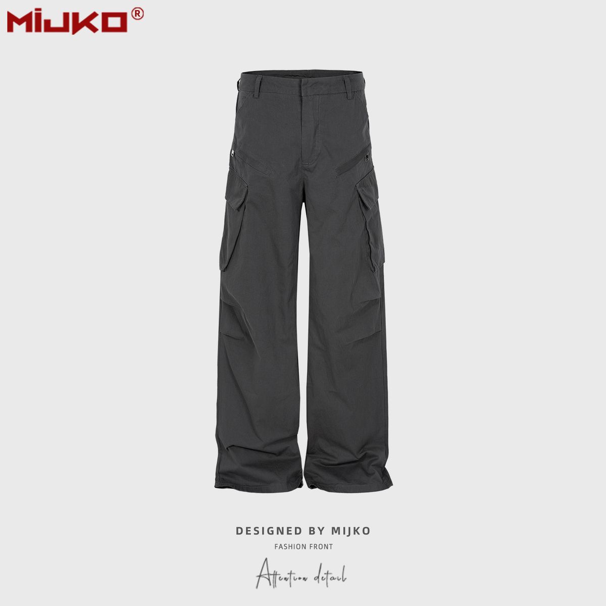 Men's and women's pleated cropped trousers, same style for men and women, straight high street, multi-pocket casual trousers, two-color trendy_viptrois.com
