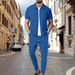 Men's Waffle-Knit 2-Piece Set - Short Sleeve Shirt & Long Pants Outfit (S-XXXL) - Breathable Summer Casual Wear In Black/White/Grey/Khaki/Navy_viptrois.com