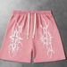 Men's American Style High Street Devil Print Drawstring Shorts Summer Trendy Hip Hop Loose Casual Sports Bottoms_viptrois.com