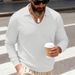 Men's Oversized V-Neck Polo Shirt – Heavyweight Casual Long Sleeve Top For Urban Style & Comfort_viptrois.com