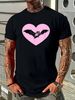 Gothic Bat Red Heart Goth Halloween Valentine's Day T-Shirt Women Unisex Streetwear Soft Breathable Designer Clothes Stylish Comfortable Versatile Women Top Graphic Tees Fashion Stretched Graphic Slightly T-Shirt For Women Casual Casual_viptrois.com
