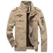 Men's Military-Style Cotton Jacket – Lightweight Spring/Fall Workwear (Khaki, Green, Black) | Extended Sizes 6XL_viptrois.com
