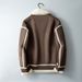 Men's Fashion Color-Block Fleece-Lined Faux Leather Jacket – Winter Warm Thickened Coat With Notched Lapel (M-3XL, Black/Grey/Brown)_viptrois.com